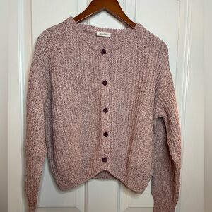 EUC American Vintage Burgundy and ivory marl Button-Up Cotton Cardigan size S